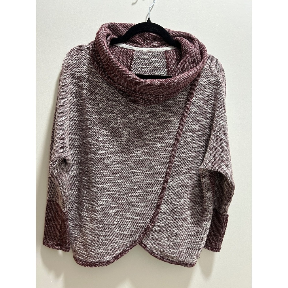 Calvin Klein Performance Burgundy Space Dye Cowl Neck Crossover Pullover Small